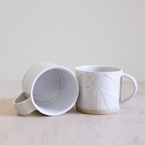 Handmade Everyday Mug Spring Shadows Speckled White Stoneware image 1