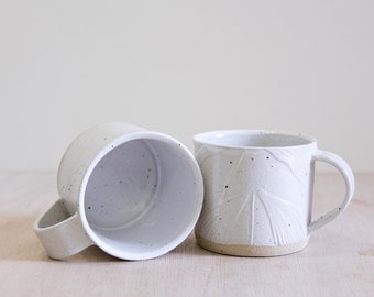 Handmade Everyday Mug - Spring Shadows - Speckled White - Stoneware