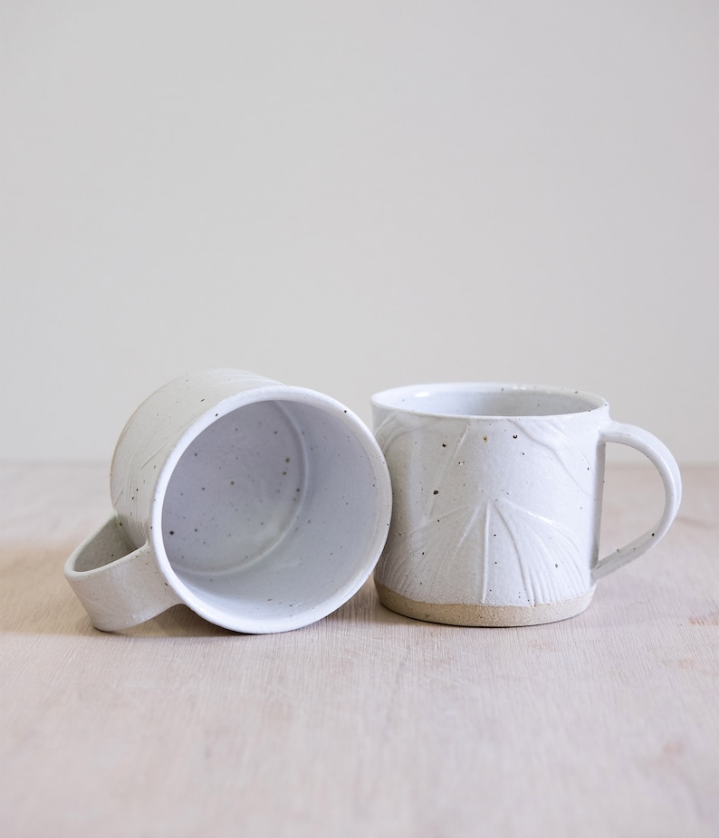 Handmade Everyday Mug Spring Shadows Speckled White Stoneware image 1