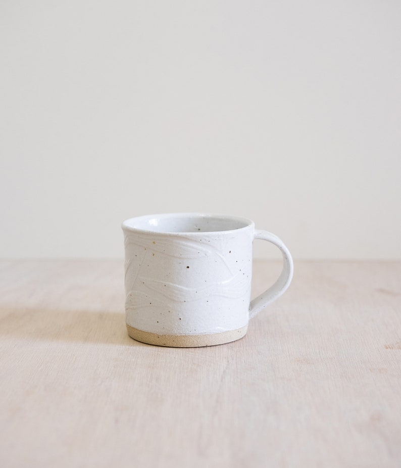 Handmade Everyday Mug Spring Shadows Speckled White Stoneware image 3