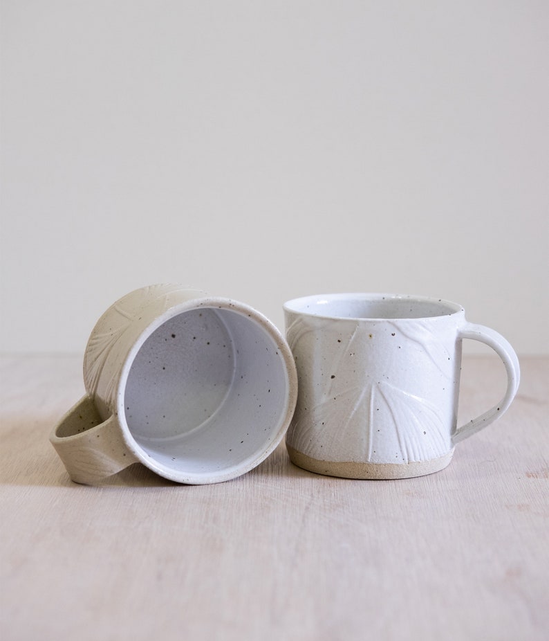 Handmade Everyday Mug Spring Shadows Speckled White Stoneware image 4