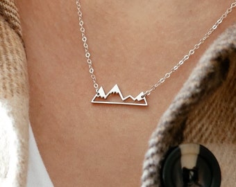 Dainty Mountain Necklace • Mountain Range Jewelry • Hike Jewelry • Gift For Traveler • Minimalist Necklace in Sterling Silver • Nature Lover
