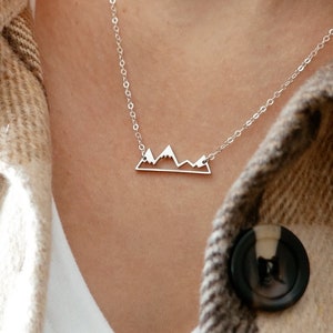 Mountain Necklace • Hiking Jewelry • PNW • Everyday Necklace • Winter Snowboard Jewelry • Snow Top Mountain Range • Gift for Outdoorsy Girl