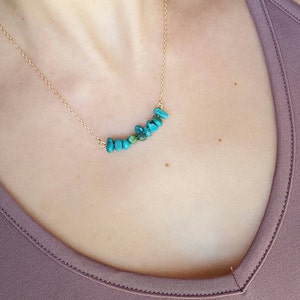 Turquoise Bar Necklace • Crystal Bar Necklace; Silver or Gold • Turquoise Beaded Bar • Short Layering Necklace • Boho Choker
