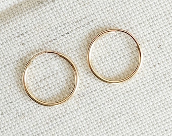 Hoop Earrings • Lightweight Endless Hoops • Minimalist Earrings • Everyday Gold Fill Jewelry • Classic Wire Hoop Earrings • Continuous Hoop