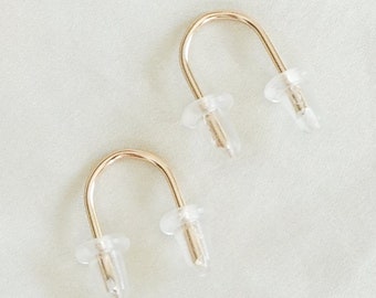 Staple Earrings • Double Piercing Earrings • Minimal Everyday Earrings •  Dainty Wire Threader Earrings • Orbital Earring • Half Circle Stud