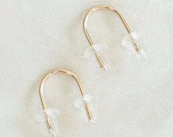 Staple Earrings • Double Piercing Earrings • Minimal Everyday Earrings •  Dainty Wire Threader Earrings • Orbital Earring • Half Circle Stud