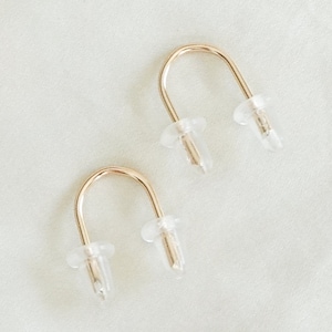 Staple Earrings • Double Piercing Earrings • Minimal Everyday Earrings •  Dainty Wire Threader Earrings • Orbital Earring • Half Circle Stud
