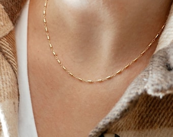 Dainty Layering Chain • Tube Bead Chain • Delicate Necklace • Everyday Necklace • Minimalist Necklace • Sterling Silver or Gold Fill Choker