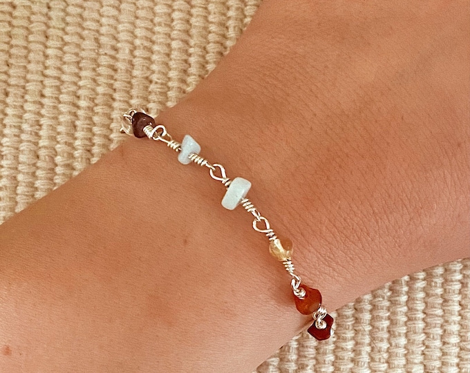 7 Chakra Crystal Bracelet • Meditation Bracelet • Natural Gemstone Jewelry • Gold Fill 7 Stone Chakra • Yoga Jewelry • Gift For Yogi