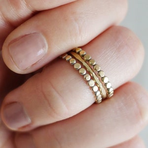 Stacking Rings Set Dainty Dot Stackable Rings Gold or Silver Delicate Hammered Rings Mixed Texture Rings Everyday Minimalist Rings image 2