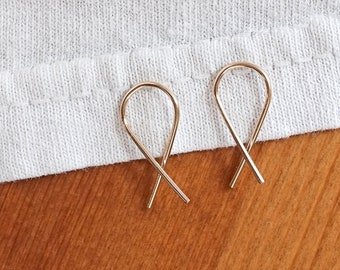 Dainty Twist Earrings • Simple Threader Earrings • Geometric Wire Earrings • Modern Dainty Earrings • Sterling Silver Gold Fill & Rose Gold