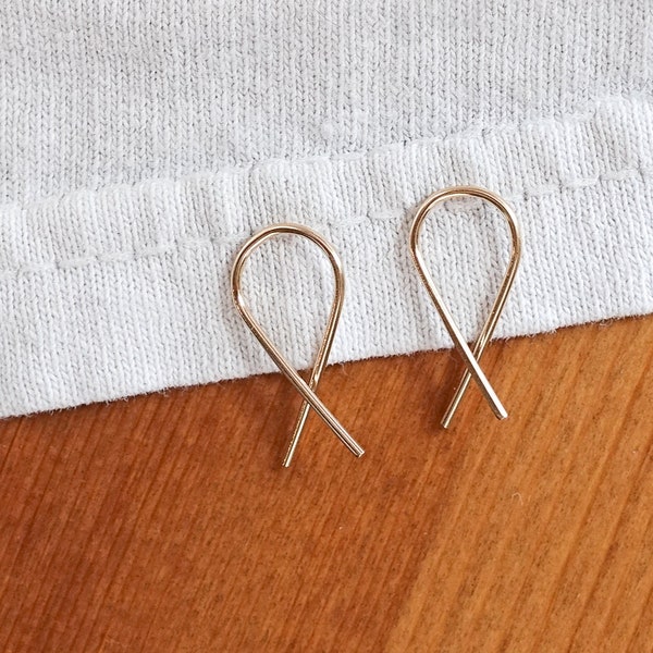 Dainty Twist Earrings • Simple Threader Earrings • Geometric Wire Earrings • Modern Dainty Earrings • Sterling Silver Gold Fill & Rose Gold