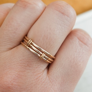 Fidget Ring • Anxiety Spinner Ring • Stackable Ring • Dainty Worry Ring • Everyday Jewelry • Minimal Modern Rings • Mixed Metal Ring