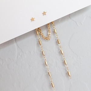 Star Ear Jacket Earrings • Double Piercing • Backdrop Earrings • Front & Back Ear Jewelry • Star Tassel Earrings • Chain Earrings • Studs