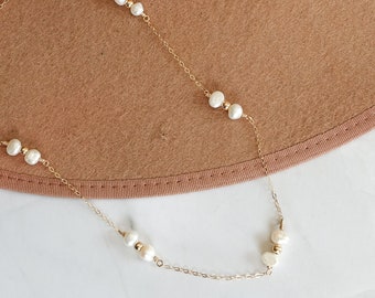 Pearl Layering Necklace • Dainty Pearl Jewelry • Minimalist Layering Jewelry • June Birthstone • Wedding Necklace • Bridal Party Jewelry