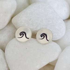 Wave Stud Earrings • Beach Jewelry • Ocean Earrings • Summer Jewelry • Dainty Circle Studs • Wanderlust Jewelry • Adventure Jewelry • Hike