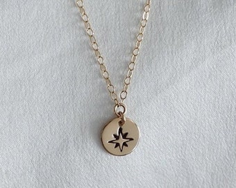 Gold Compass Necklace • Mountain Jewelry • Hike Jewelry • College, New Job, Travel, Graduation Gift • Best Friend Gift • Everyday Necklace