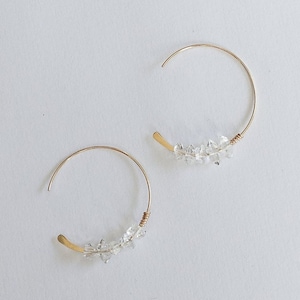 Herkimer Diamond Earrings • Dainty Hoops • Open Hoop Earrings • Small Hoop Earrings • Raw Stone Earrings • Boho Earrings • Medium Hoops