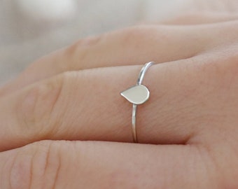 Dainty Raindrop Stacking Ring • Tiny Minimalist Ring • Pear Shape Ring - Sterling Silver Or Gold Filled • Everyday Layer Jewelry • Boho Ring