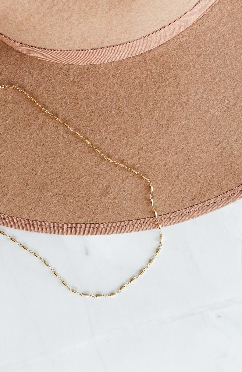 Dainty Layering Chain Tube Bead Chain Delicate Necklace Everyday Necklace Minimalist Necklace Sterling Silver or Gold Fill Choker zdjęcie 2