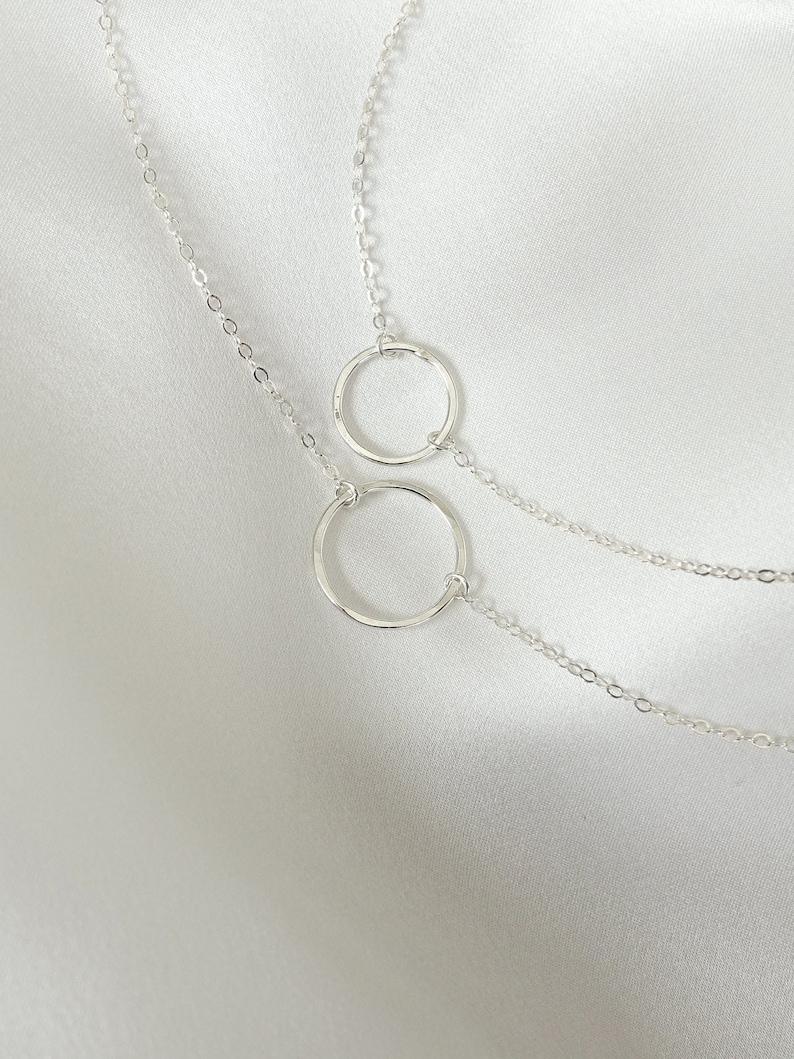 Hammered Circle Necklace Karma Necklace Eternity Necklace Small or Medium Ring Necklace Textured Layering Necklace Sterling Silver image 6