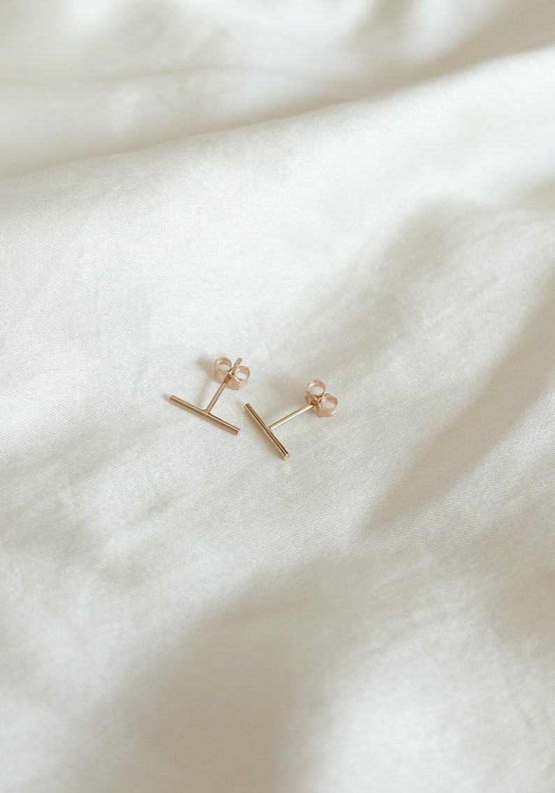 Tiny Bar Earrings Line Earrings Line Posts Simple Staple Post Sterling Silver Gold Fill Minimalist Stack Earring Everyday Wear image 8