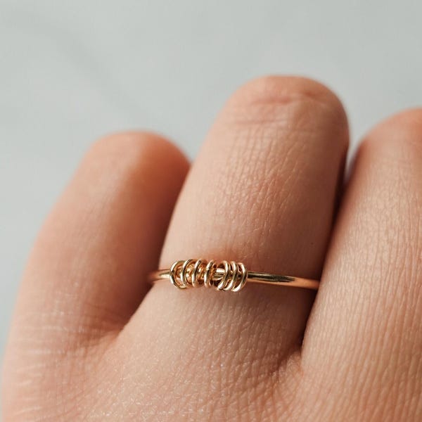 Fidget Ring • Anxiety Spinner Ring • Stackable Ring • Dainty Worry Ring • Everyday Jewelry • Minimal Modern Rings • Mixed Metal Ring