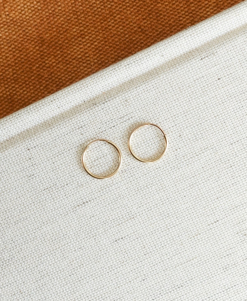 Hoop Earrings Lightweight Endless Hoops Minimalist Earrings Everyday Gold Fill Jewelry Classic Wire Hoop Earrings Continuous Hoop image 1