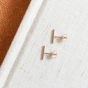 Tiny Bar Earrings Line Earrings Line Posts Simple Staple Post Sterling Silver Gold Fill Minimalist Stack Earring Everyday Wear image 4