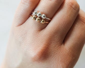 Fidget Ring • Anxiety Spinner Ring • Stackable Ring • Dainty Worry Ring • Everyday Jewelry • Minimal Modern Rings • Silver or Gold Bead Ring