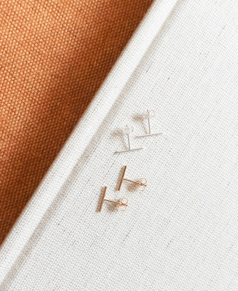 Tiny Bar Earrings Line Earrings Line Posts Simple Staple Post Sterling Silver Gold Fill Minimalist Stack Earring Everyday Wear image 6