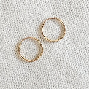 Hoop Earrings Lightweight Endless Hoops Minimalist Earrings Everyday Gold Fill Jewelry Classic Wire Hoop Earrings Continuous Hoop image 5