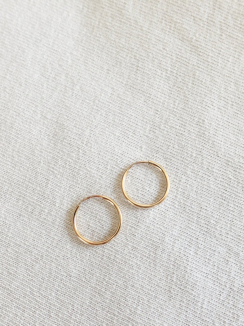 Hoop Earrings Lightweight Endless Hoops Minimalist Earrings Everyday Gold Fill Jewelry Classic Wire Hoop Earrings Continuous Hoop image 7