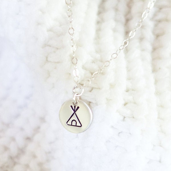 TeePee Necklace • Bride Tribe • Best Friend Gift • Sterling Silver Everyday Necklace • Hike Jewelry • Bohemian Necklace • Desert Jewelry