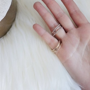 Stacking Rings Set Dainty Dot Stackable Rings Gold or Silver Delicate Hammered Rings Mixed Texture Rings Everyday Minimalist Rings image 10