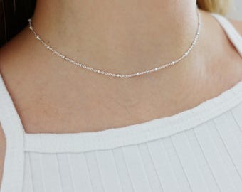 Satellite Chain Necklace • Dainty Beaded Necklace • Ball Chain Necklace • Minimalist Bead Chain Necklace • Simple Layering Jewelry