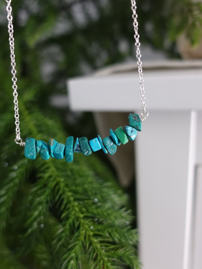 Thick Bar Engraved Turquoise Necklace main image 1