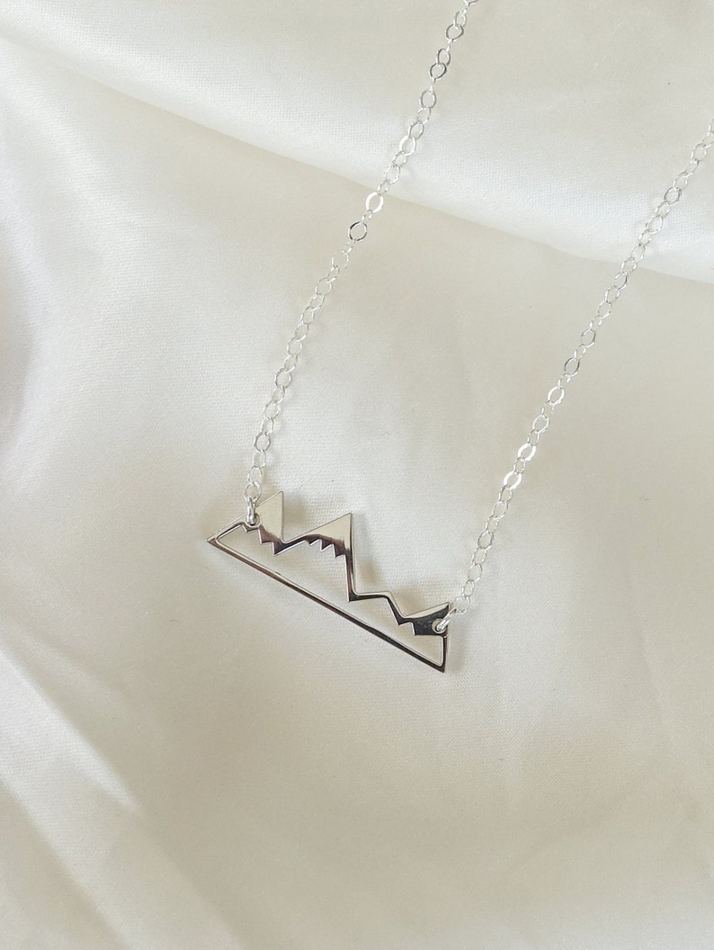 Dainty Mountain Necklace Mountain Range Jewelry Hike Jewelry Gift For Traveler Minimalist Necklace in Sterling Silver Nature Lover image 8