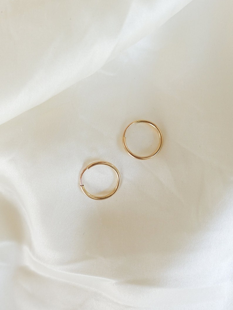 Hoop Earrings Lightweight Endless Hoops Minimalist Earrings Everyday Gold Fill Jewelry Classic Wire Hoop Earrings Continuous Hoop image 4