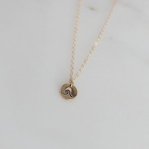 Ocean Wave Necklace Gold-filled Beach Jewelry Small Disk Necklace ...