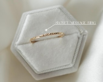 Personalized Secret Message Ring • Custom Hidden Message Jewelry • Hand Stamped Minimalist Rings • Stackable Dainty Everyday Wear Bands