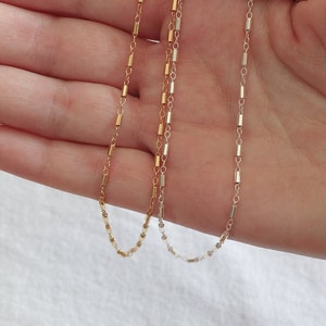 Dainty Layering Chain Tube Bead Chain Delicate Necklace Everyday Necklace Minimalist Necklace Sterling Silver or Gold Fill Choker zdjęcie 9