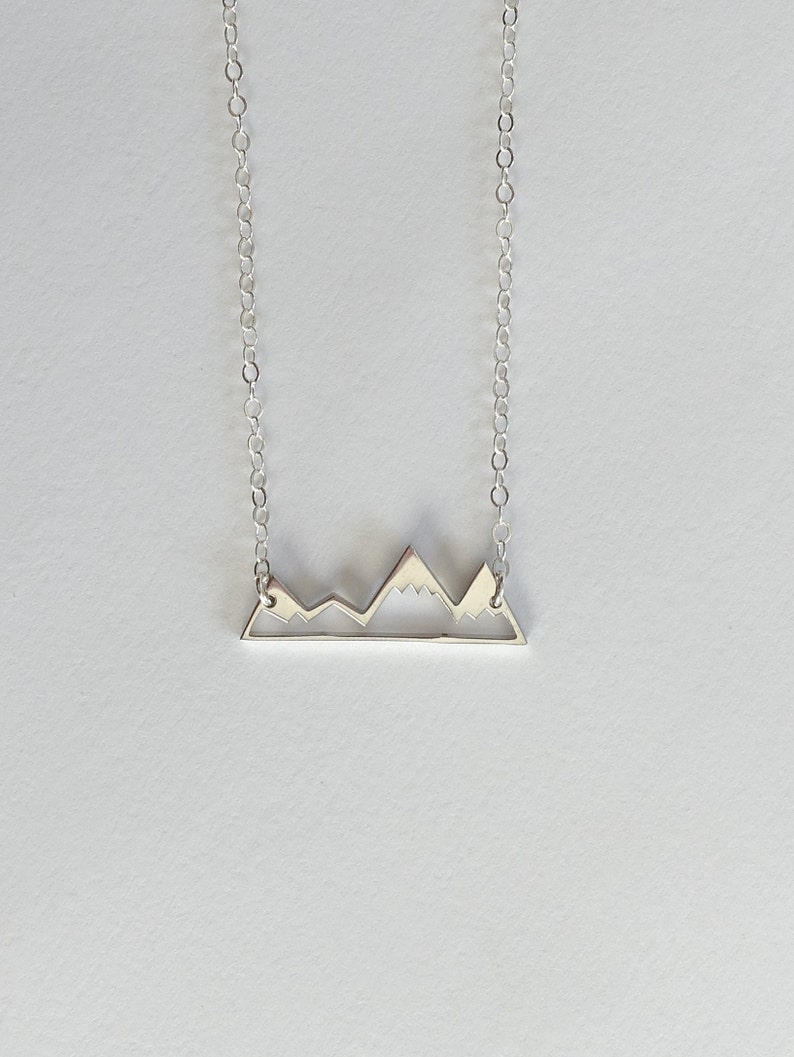 Dainty Mountain Necklace Mountain Range Jewelry Hike Jewelry Gift For Traveler Minimalist Necklace in Sterling Silver Nature Lover image 5