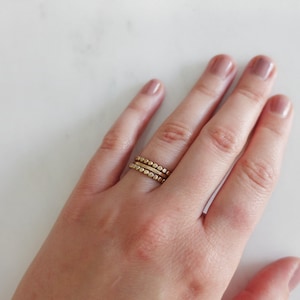 Stacking Rings Set Dainty Dot Stackable Rings Gold or Silver Delicate Hammered Rings Mixed Texture Rings Everyday Minimalist Rings image 6