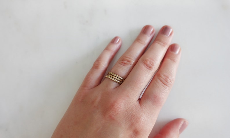 Stacking Rings Set Dainty Dot Stackable Rings Gold or Silver Delicate Hammered Rings Mixed Texture Rings Everyday Minimalist Rings image 6