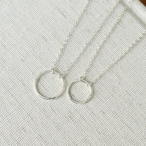 Hammered Circle Necklace Karma Necklace Eternity Necklace Small or Medium Ring Necklace Textured Layering Necklace Sterling Silver image 8