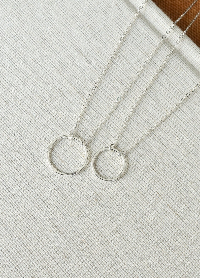 Hammered Circle Necklace Karma Necklace Eternity Necklace Small or Medium Ring Necklace Textured Layering Necklace Sterling Silver image 8