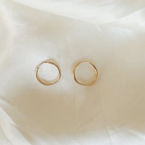 Hoop Earrings Lightweight Endless Hoops Minimalist Earrings Everyday Gold Fill Jewelry Classic Wire Hoop Earrings Continuous Hoop image 6