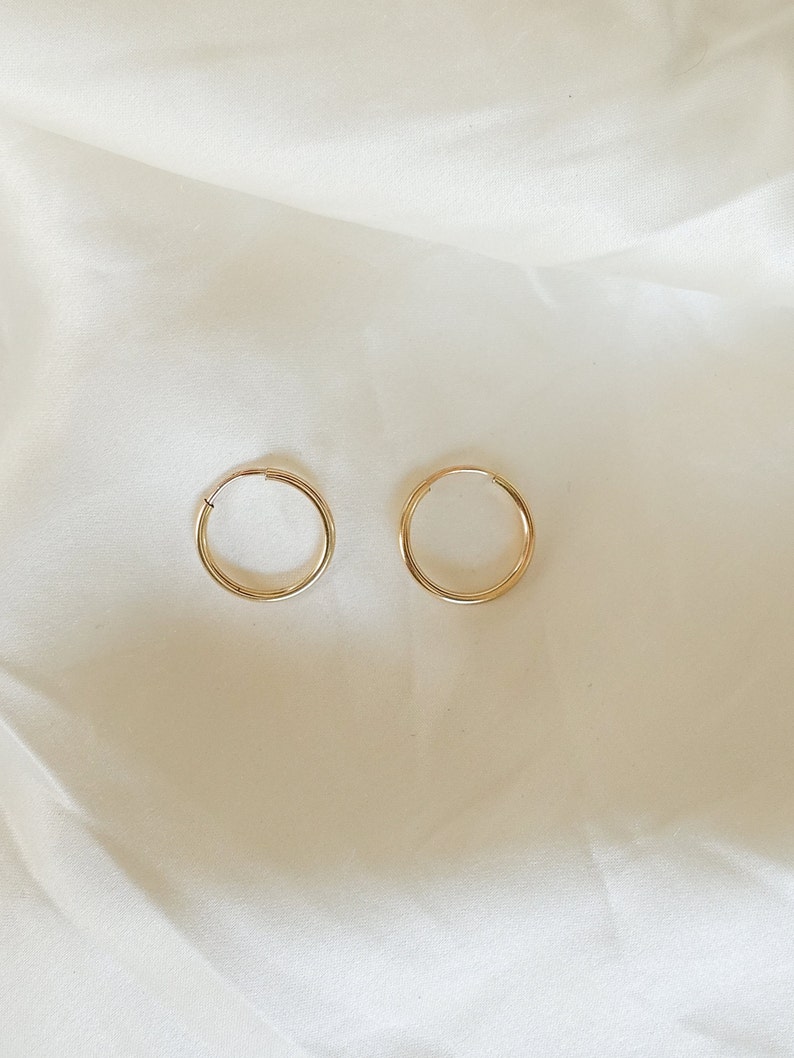 Hoop Earrings Lightweight Endless Hoops Minimalist Earrings Everyday Gold Fill Jewelry Classic Wire Hoop Earrings Continuous Hoop image 6